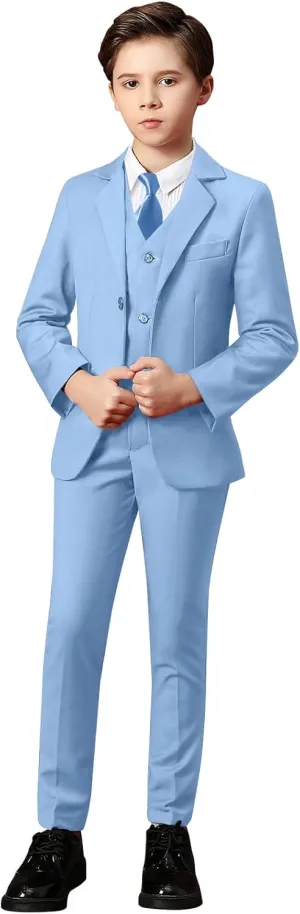 Yanlu Boys Suits Set Vest Pants Dress Shirt and Tie for Toddler Kids Formal Dresswear