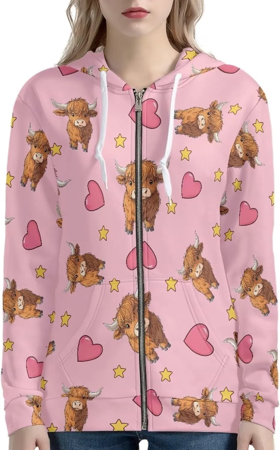 Zip Up Hoodie Women Long Sleeve Oversized Sweatshirts Fall Y2K Hoodie Jacket with Pockets