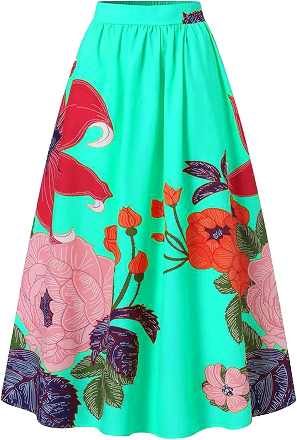 ZYXTIM Maxi Skirts for Women Trendy Summer Long Skirts Floral Printed Colorful Fashion Skirt for Party Beach Holiday Travel